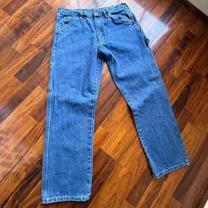 VTG Round House Mens Blue Carpenter Jeans Made in USA Straight Leg 34x30 Work